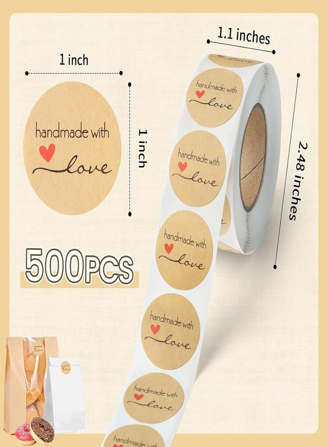 AASHRIT 500 Pcs Hand Made with Love Watercolor Stickers Round Thank You Adhesive Sticker for Small Business Wedding Supplies Packing Stickers Gift Wrap - Multi Design AHML1-1 - Image 5